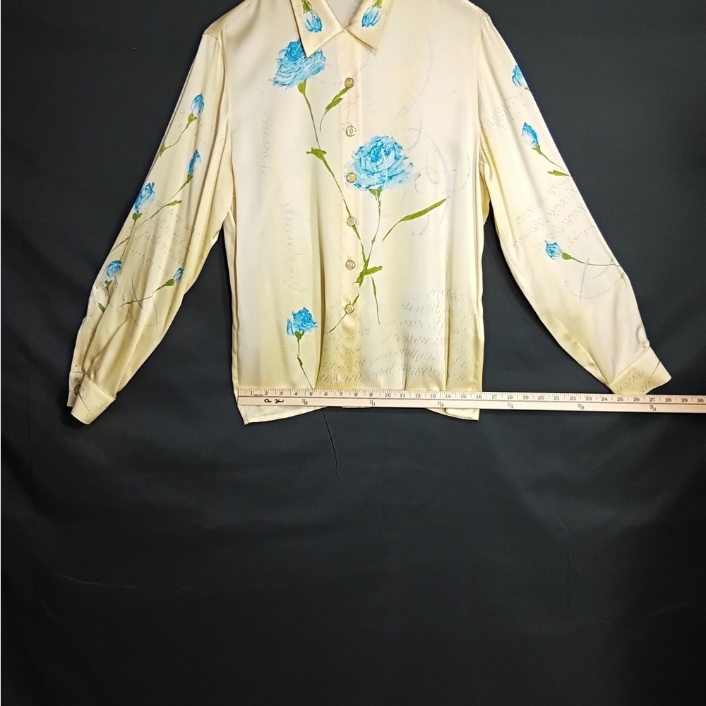 Escada Ivory Blouse with Blue Floral Accents - Picture 7 of 11